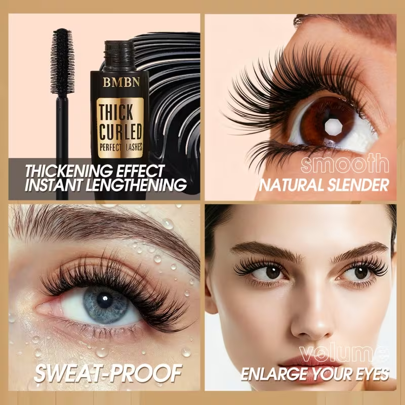 4D Waterproof Mascara for Volume, Provides Long-Lasting Curl And Length to Lashes, Deep Black Color, No Clumps for Striking Eyes