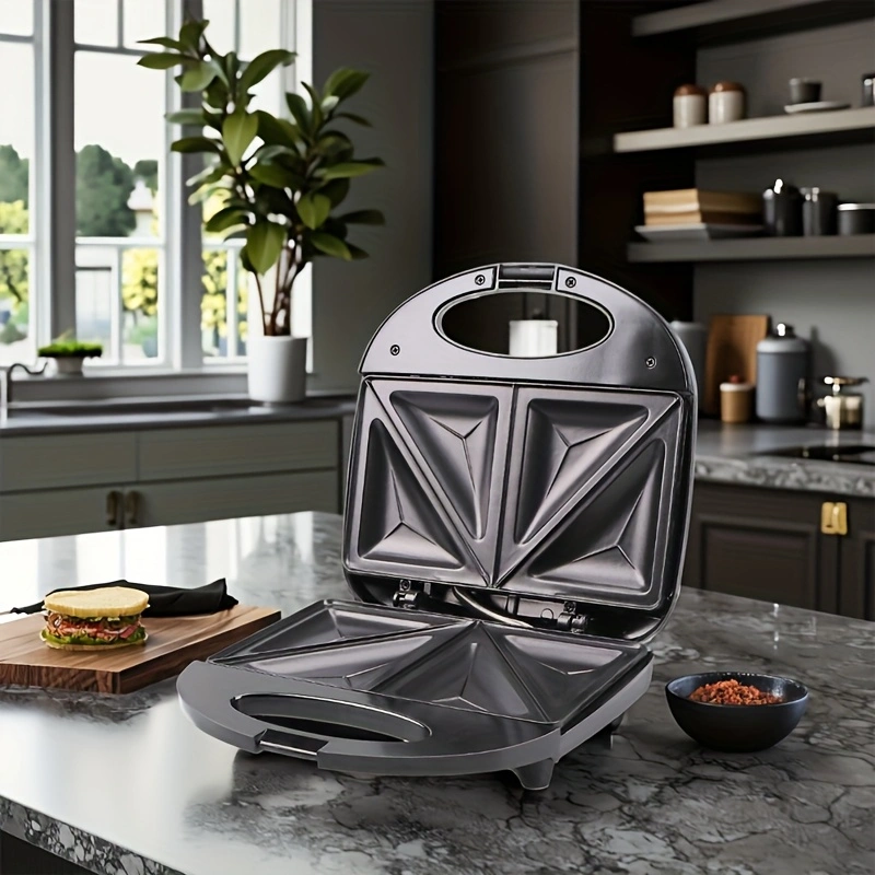 Electric Sealed Sandwich Maker Grill with Nonstick Plates, Makes Stuffed French Toast, Omelets, Compact & Easy to Store, Black