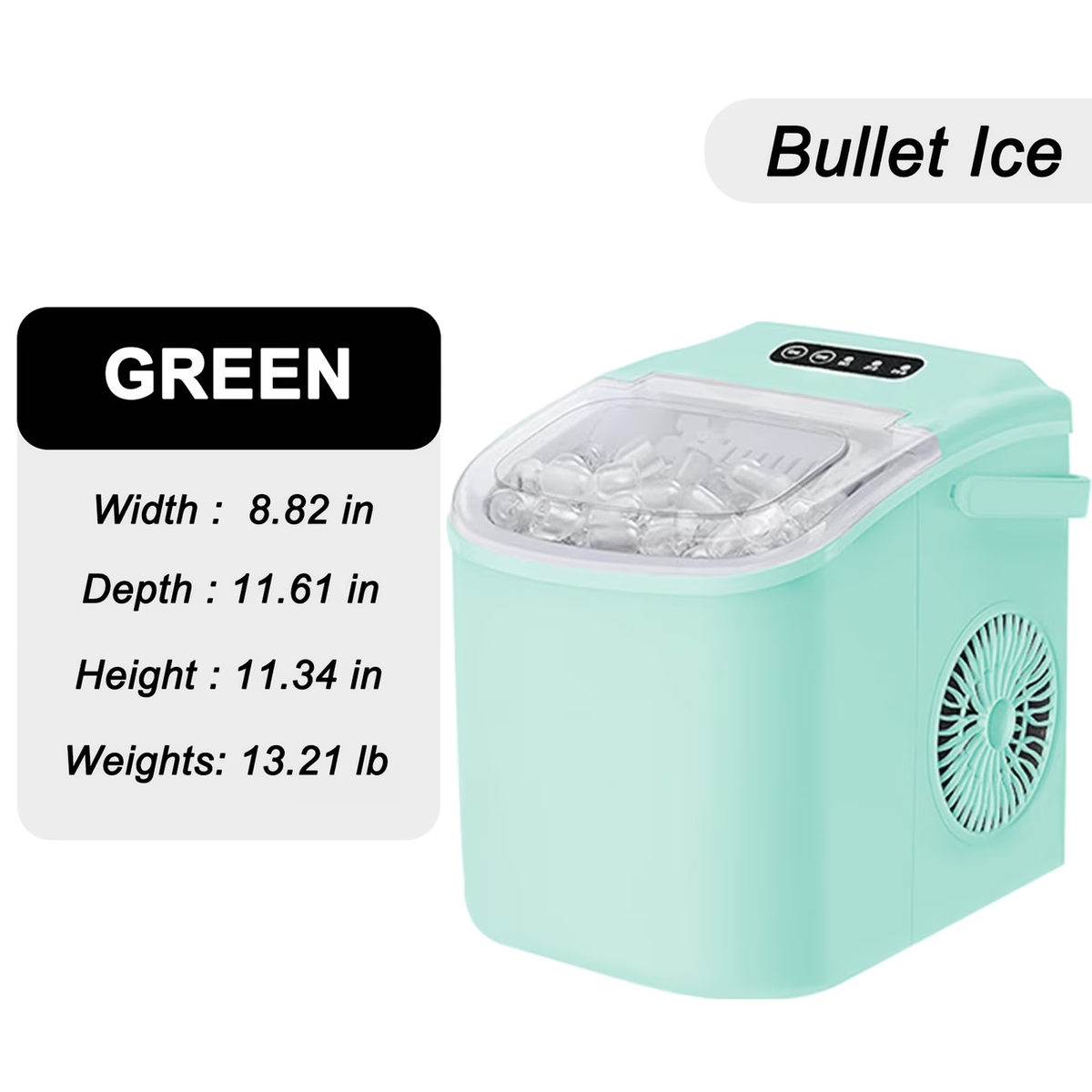 Countertop Ice Maker With Handle | Produces 26 Pounds Of Ice Within 24 Hours, Makes 9 Ice Cubes In 6 Minutes, Portable with Basket and Ice Scoop, Suitable for Malls/Warehouses/Offices