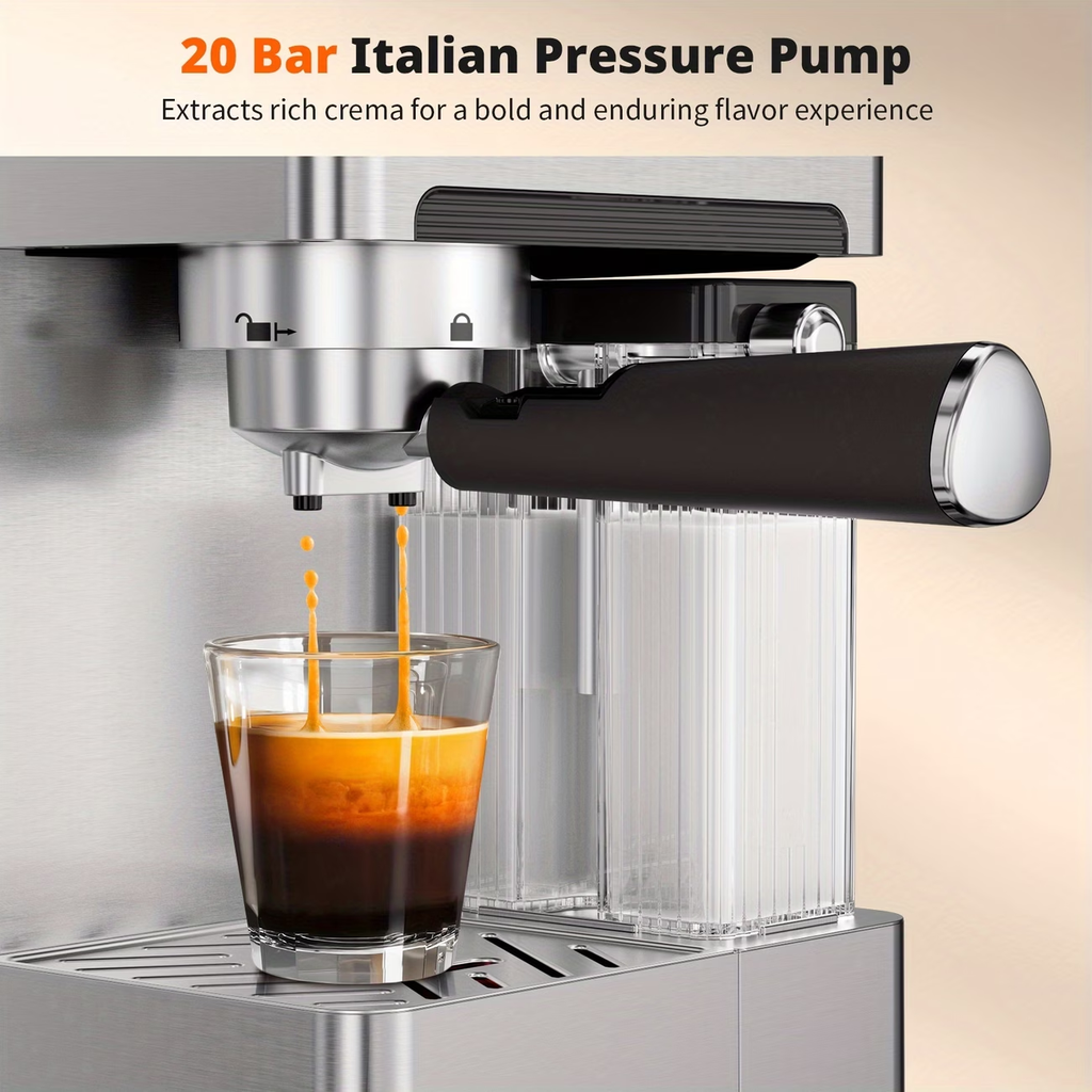20-Bar Dual Boiler Espresso And Cappuccino Machine - 3-in-1 Latte Coffee Maker With Automatic Milk Frother And LED Touch Control