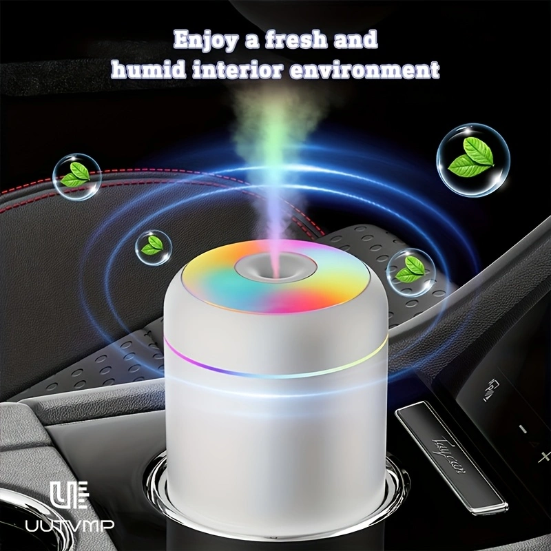 Mini portable humidifier, USB small quiet high-mist humidifier, seven-color ambient light, car and home humidifier.