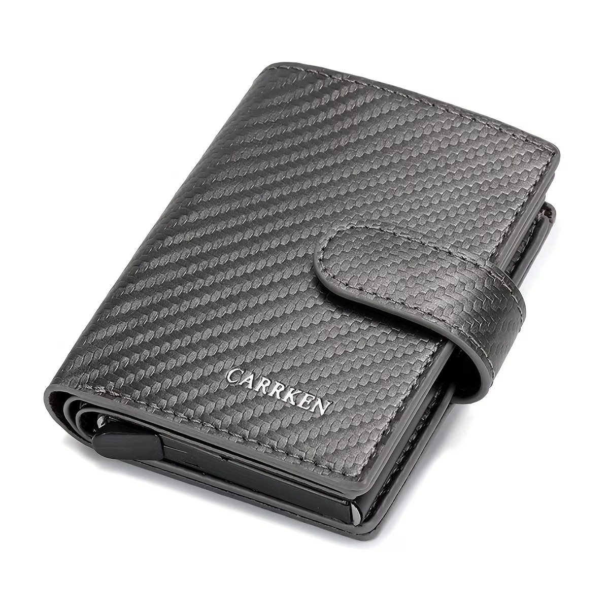 1pc Men's Business Fashion Buckle Spring Card Holder, Multi-functional Large Capacity Wallet, Ideal Gift for Men