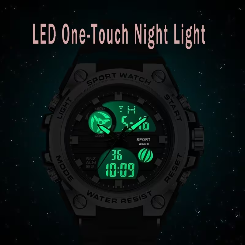 Youth Watch for Men, High-End Sports Trendy Multifunctional Luminous Alarm Clock Electronic Watch, Black Technology, Unisex Wristwatch