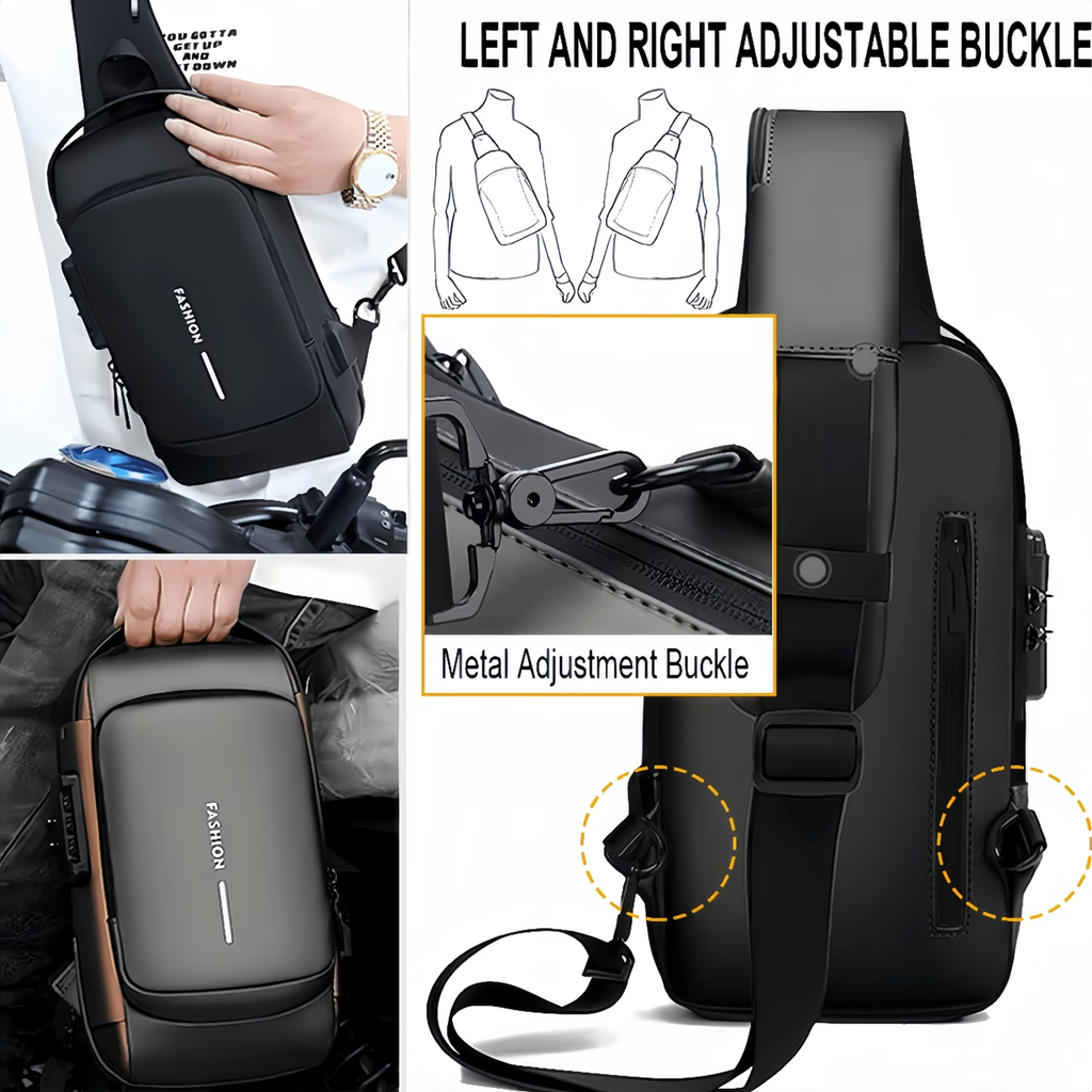 A Multi-functional Combination Lock Chest Bag, Outdoor Casual Crossbody Bag, Unisex Simple Single-shoulder Bag