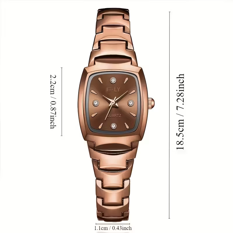 1 Elegant Women'S Quartz Wrist Watch | Tonneau Case, Stainless Steel Band, Non-rechargeable Button Battery