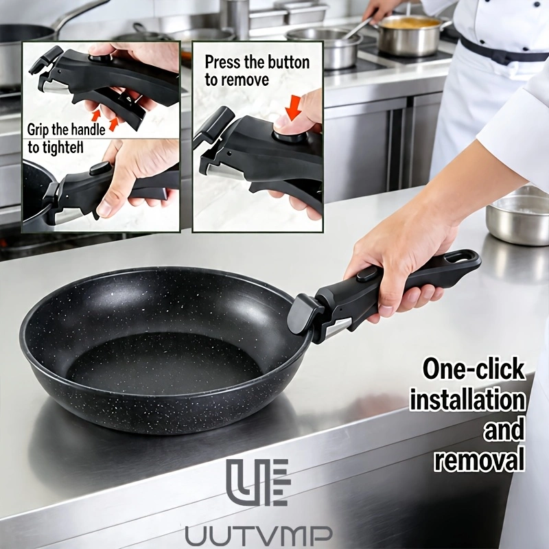 Non-stick cookware set (3 pieces): 2 frying pans + 1 saucepan + 1 cookware set with detachable handle.