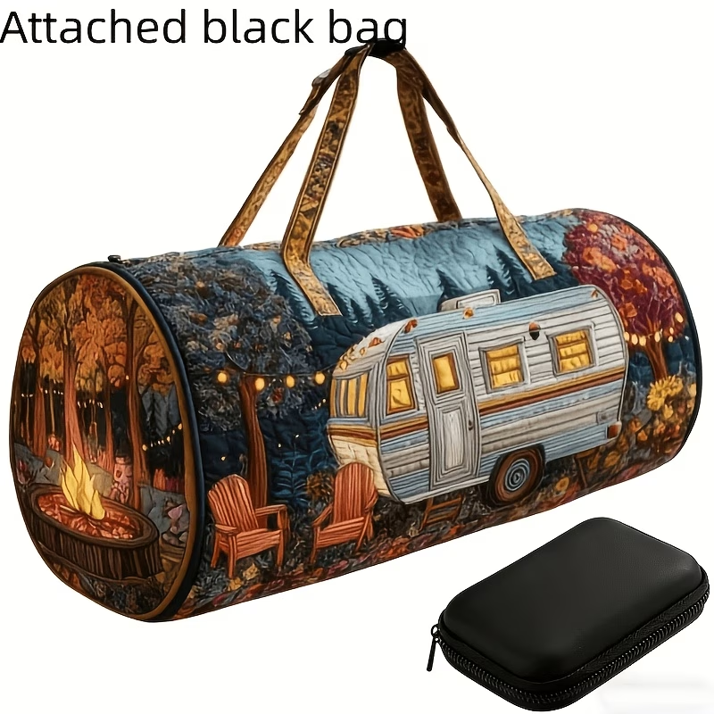 2pcs Hippie Bohemian Style Quilted Travel Bag - Vintage Quilted Overnight Travel Bag with Shoulder Strap, Multi-Pattern Bohemian Style, Suitable for Gym, Weekend Travel, Overnight Luggage, Handbag