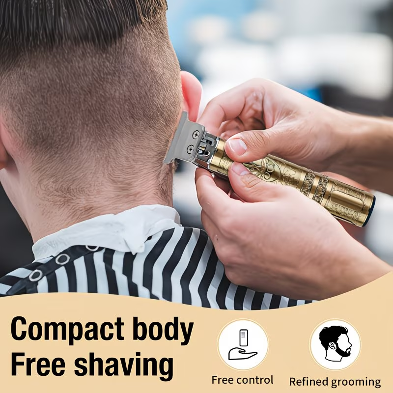 Men's Cordless Electric Hair Clippers & Beard Trimmer with LCD Screen, USB-Rechargeable Cordless Grooming Kit, T-Blade Trimmer with Guide Comb Suitable for Hair, Shaving, and Scalp Trimming