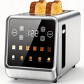 2-Slice Touch Screen Stainless Steel Toaster | Smart Digital with Memory Function, 5 Bread Types & 6 Shade Settings, 1.5" Wide Slot, 900W Power