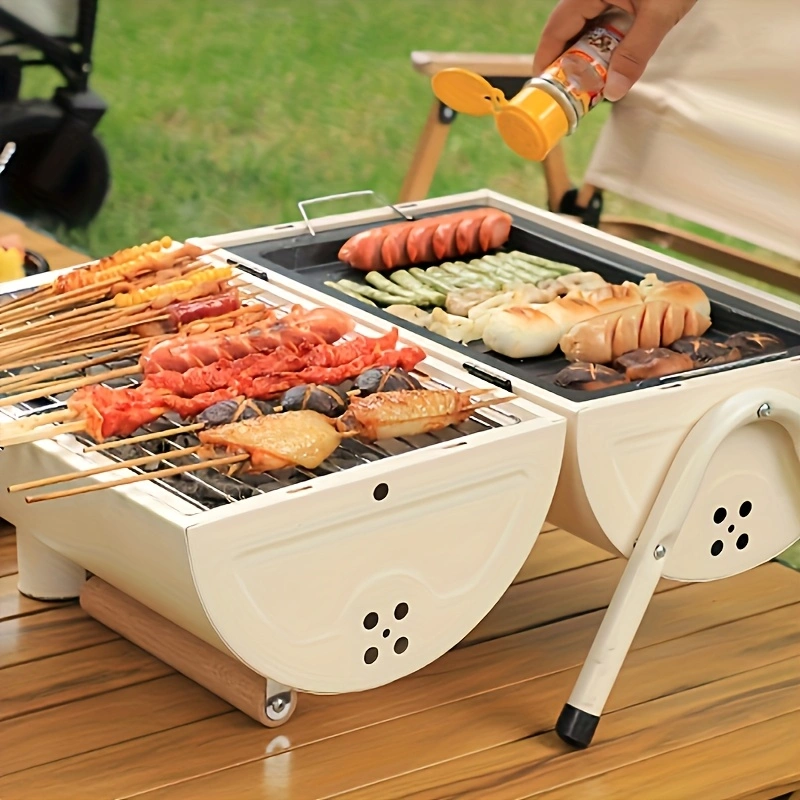 Double-sided barbecue grill, charcoal barbecue rack, outdoor chimney stove, outdoor camping barbecue grill