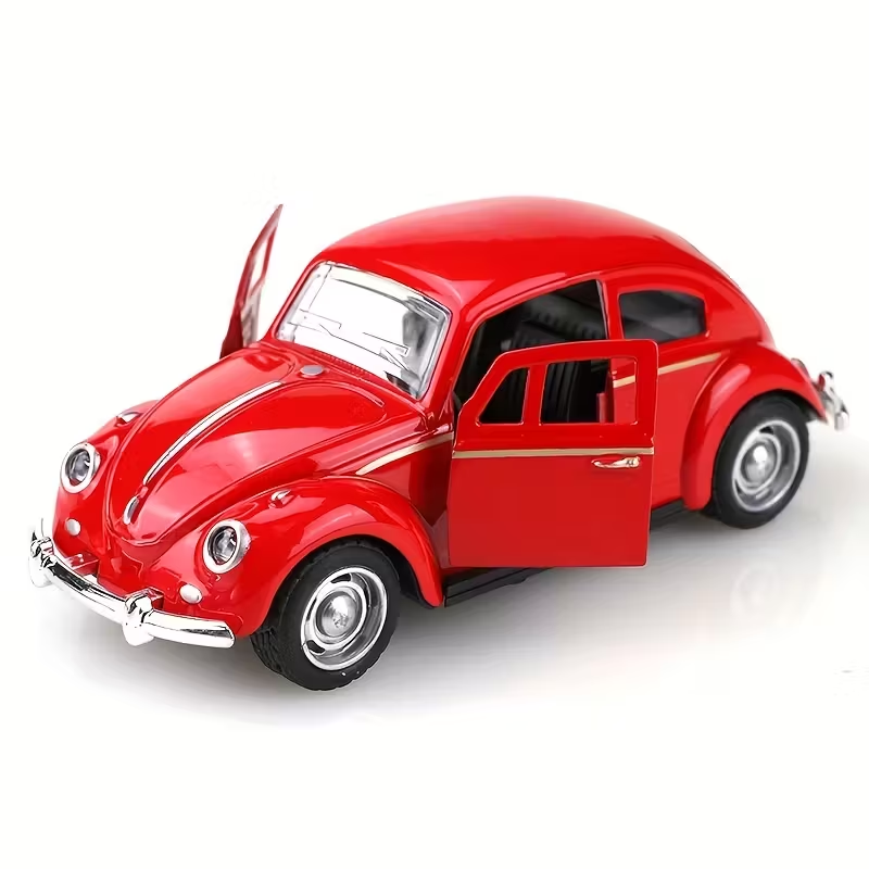 1:38 Scale Die-Cast Metal Car Model - Classic Retro Red, Openable Doors & Windows, Collectible Toy Car with Visible Interior, Perfect, Birthday