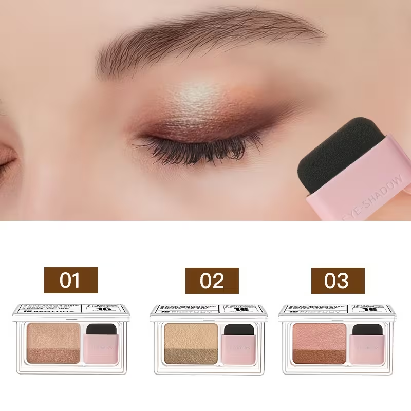 Shimmery Dual-Tone Eyeshadow Palette - 5-8 Versatile Shades, Easy Blend, Long-Lasting, Waterproof with Brush