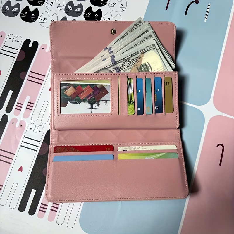 New Fashion Metal Crown Women's Wallet Tri-fold Wallet Long Large-capacity Mini Wallet Zipper Synthetic Leather Wallet