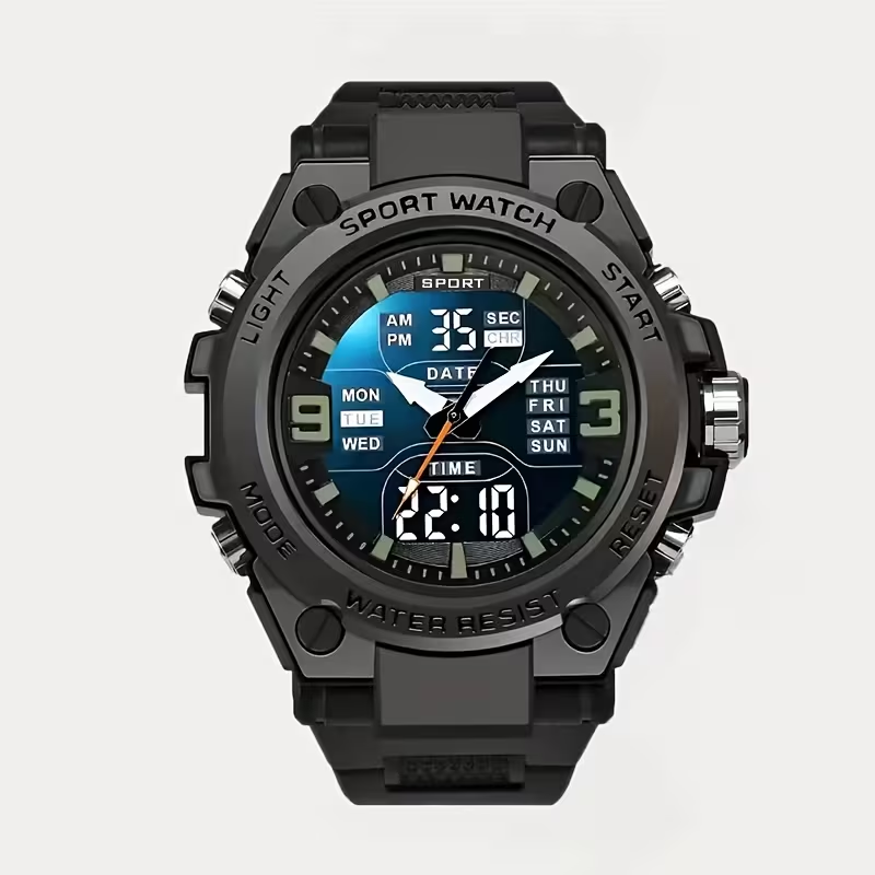 Versatile Sports Chronograph Timepiece - Men'S Digital Quartz Watch Featuring Alarm, Glow-In-The-Dark Display, And Perfect Gift Choice for Outdoor Lovers