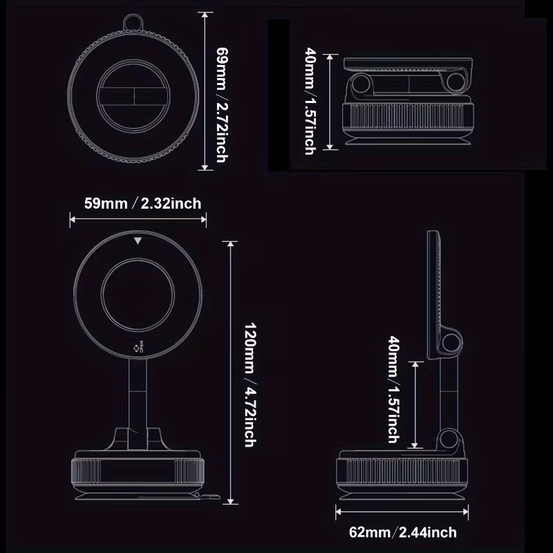 A 360° Adjustable Magnetic Phone Holder, Suitable for Use on Car Dashboards, Compatible with Iphone 16/15/14/12 Series, Portable Foldable Car Phone Stand