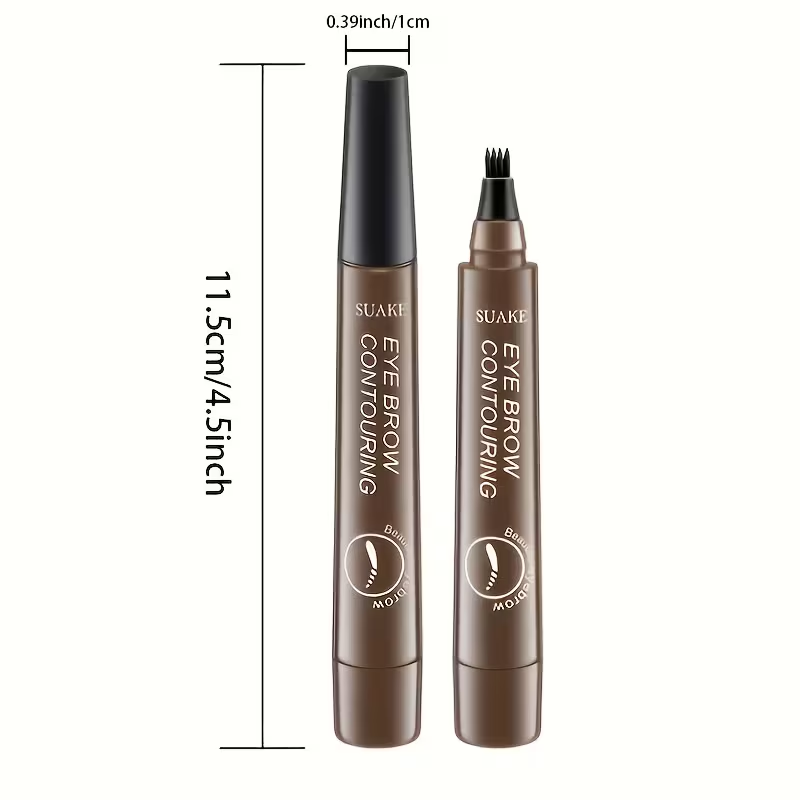 Four-Prong Eyebrow Pencil, Waterproof and Sweatproof with Long-lasting Wear