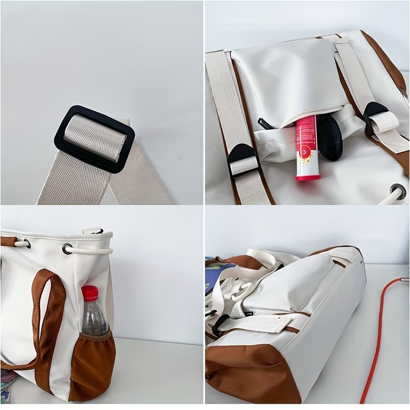 A Large Capacity Two-Tone Tote Bag, And Suitable for Commuting, Made of Nylon, Designed for Women As a Casual Crossbody Bag for Students, Travel, And Shopping.