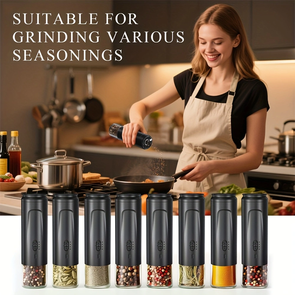 Multi-functional pepper grinder, black pepper and sea salt food grinder, handheld electric pepper grinder, can also be used as a night light, convenient and easy to store, suitable for various scenarios.