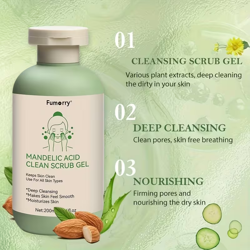 1 Piece Salicylic Acid Cleansing Scrub Gel • With Aloe, Rose, and Chamomile • Deep Skin Cleansing and Hydration • Suitable for All Skin Types • For Both Men and Women