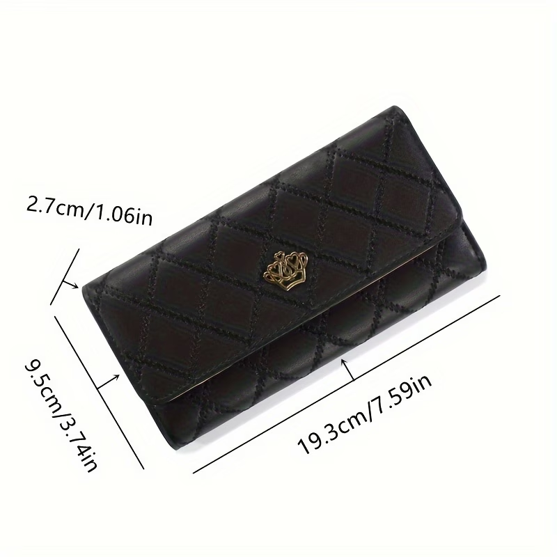 New Fashion Metal Crown Women's Wallet Tri-fold Wallet Long Large-capacity Mini Wallet Zipper Synthetic Leather Wallet