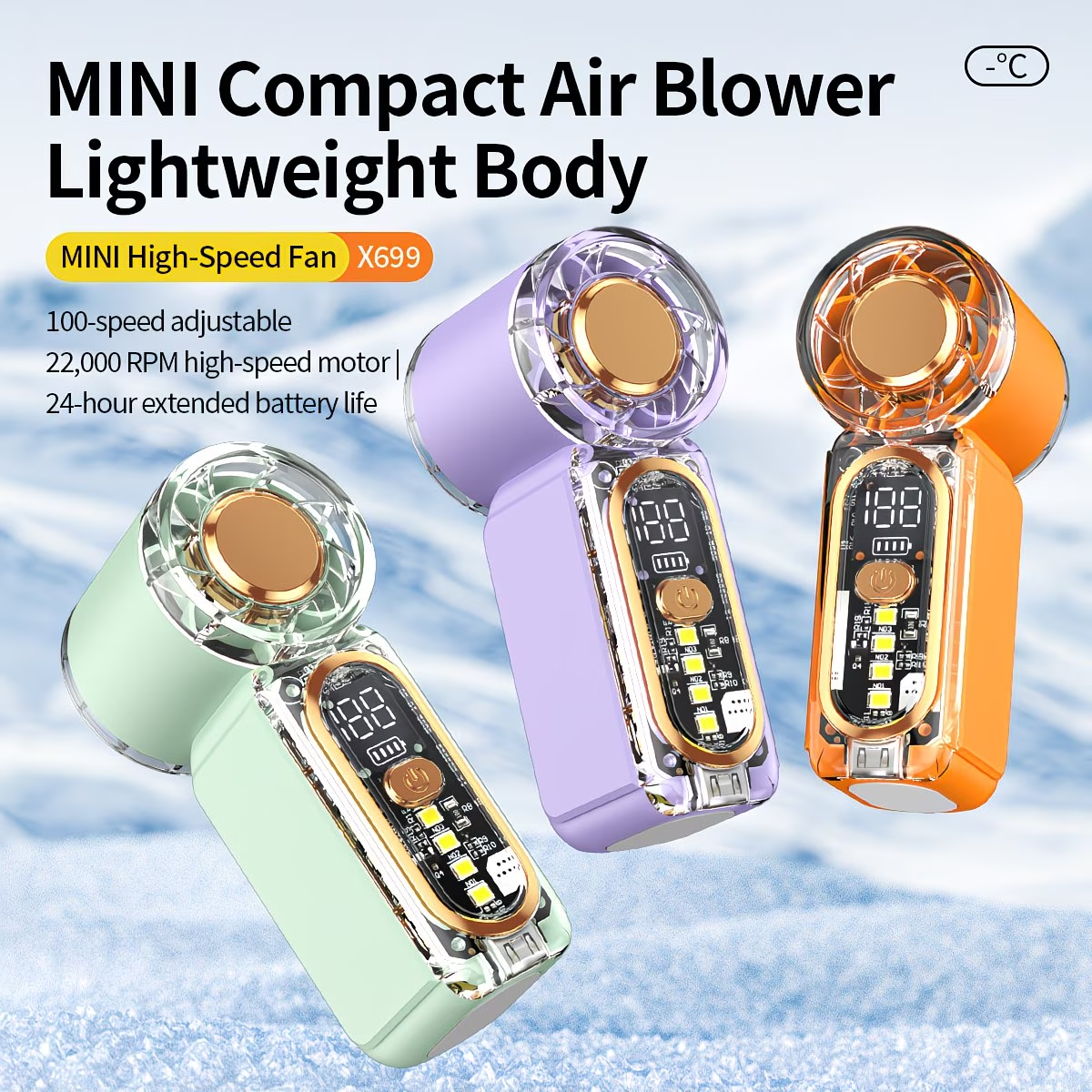 Ultra-Quiet Mini Fan, Low Noise Operation, Ultra-Long Life, Mini Size, Pocket-Sized, Portable, Suitable for Dormitories, Classrooms, Libraries, Mini Compressible Fan, Lightweight Design, 22000 RPM High-Speed Airflow