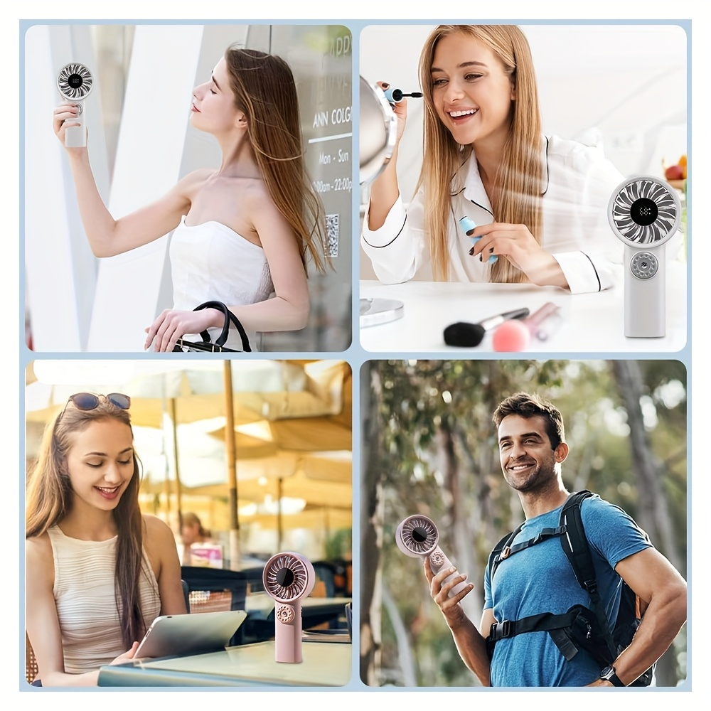 Handheld fan, foldable LED digital display