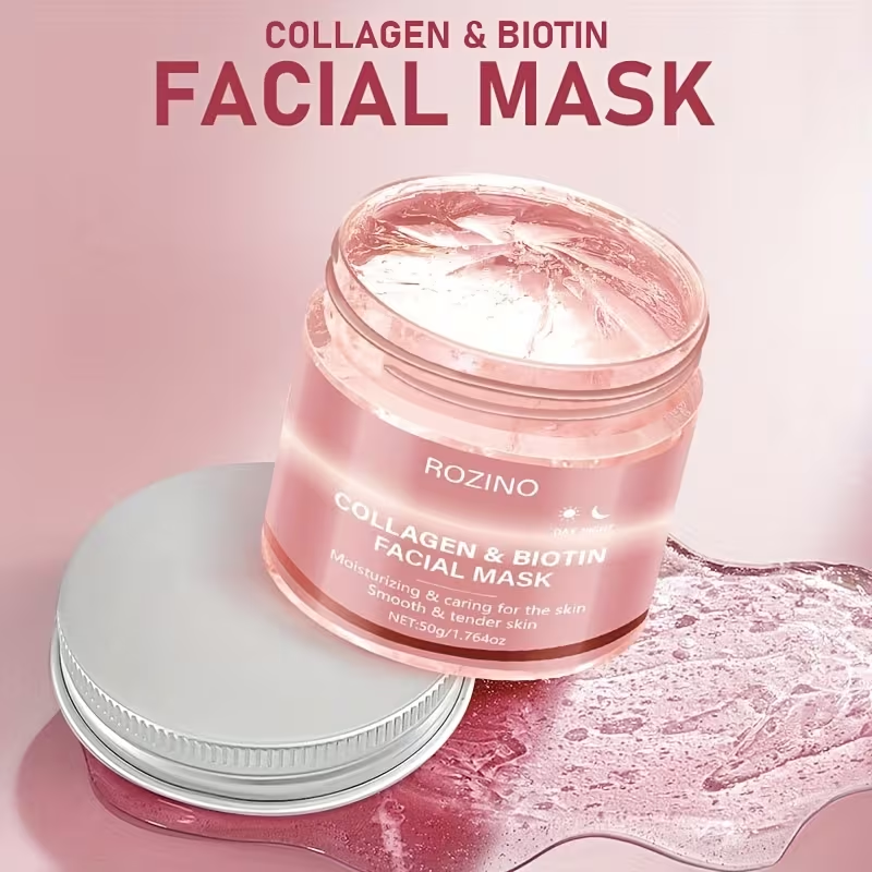 50g Biotin Collagen Day & Night Mask • Hydrates, Keeps Skin Moist and Plump • Firms Skin, Brightens Complexion, Smooths Skin • Makes Skin Look Younger • Suitable for Daily Use and Holiday Gifts • Giving Her a Beautiful Face
