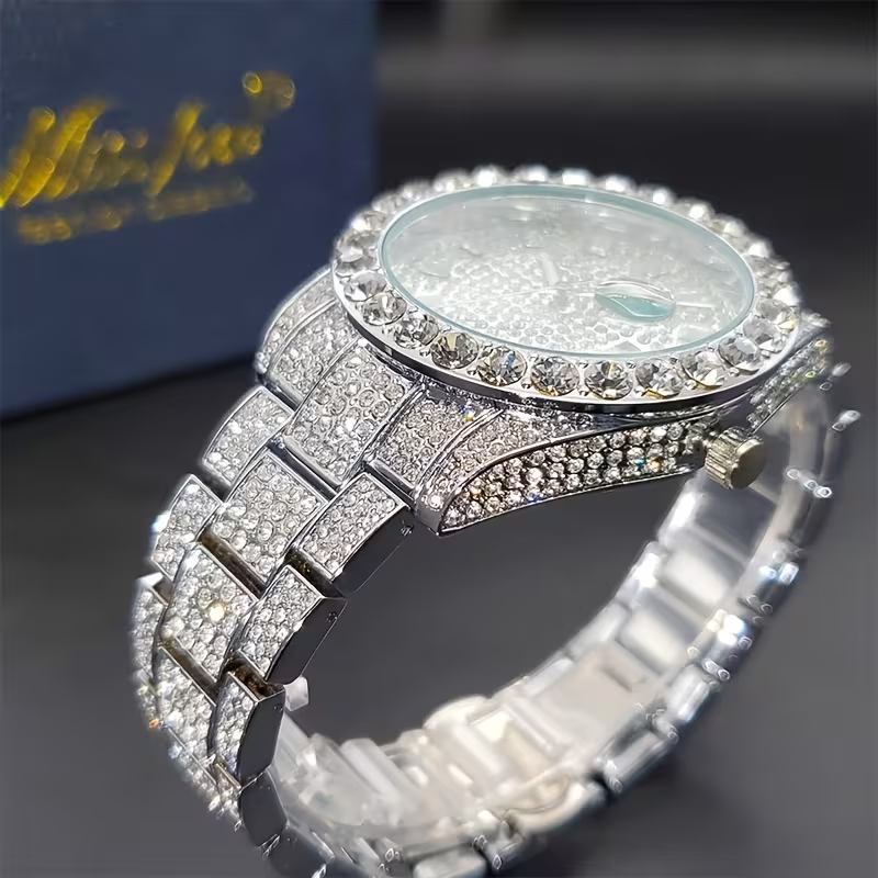 Luxury Men's and Women's Watches, Night Light Hands, Ice Cold Flashing Synthetic Rhinestone Watches, Men's Hip-hop Rock Fashion Calendar, Quartz Watches, Drowshipping