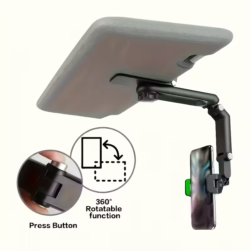 Car Phone Holder • 1080° Rotating Sun Visor • ABS Material • Versatile for Bedroom, Kitchen, And Vehicle