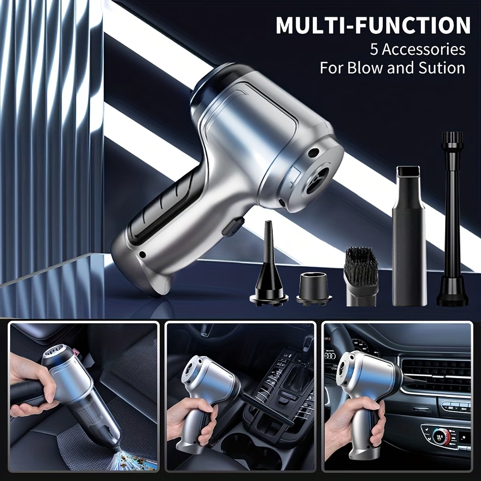 2-in-1 Wireless Handheld Vacuum Cleaner, High-Power Car Vacuum and Blower, Portable Powerful Vacuum with Home Dusting Brush Head