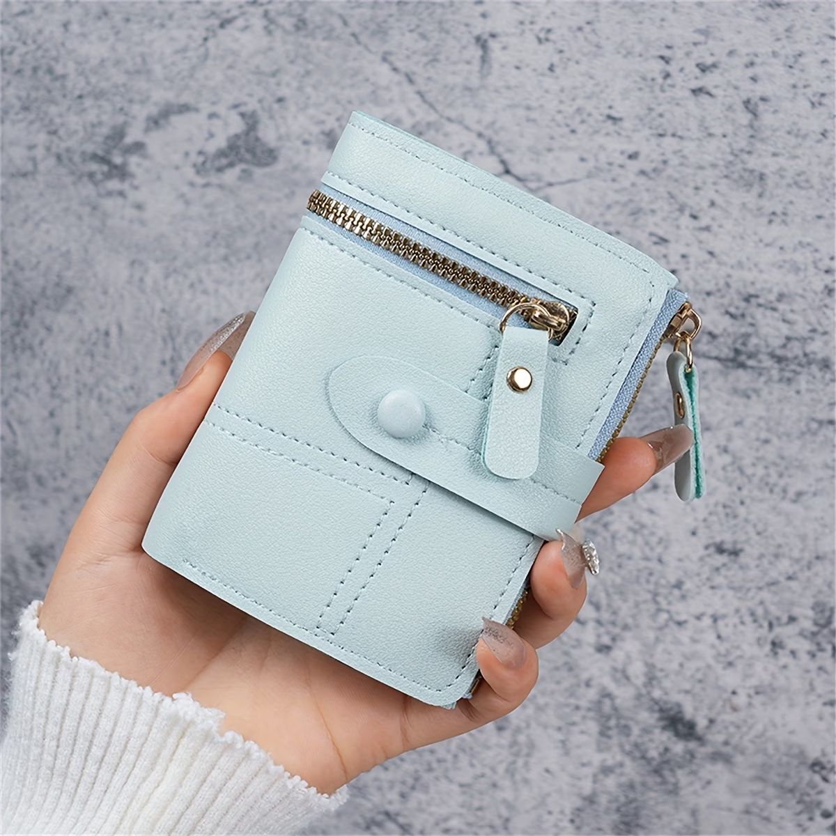 New Women'S Short Double Zipper Coin Purse Bank Card Credit Card Storage Bag Multi-Card Slot Wallet with Zipper Closure