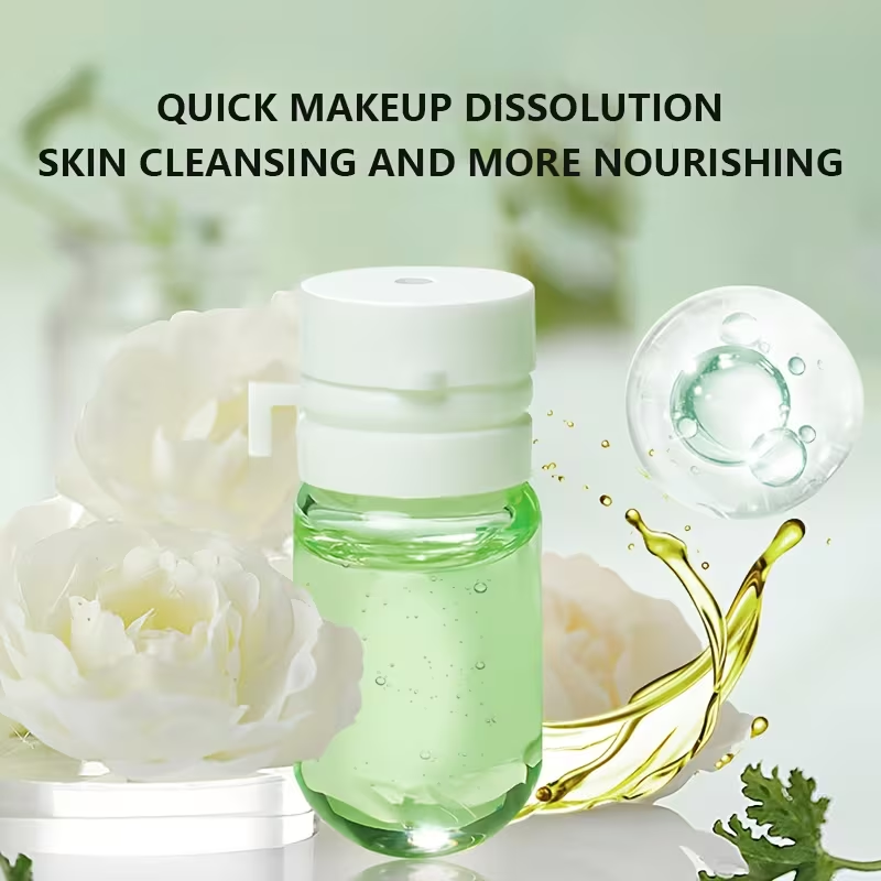 [Makeup Remover Oil, 20pcs] Dark Green Refreshing Makeup Remover Oil, 20pcs - Quickly Removes Makeup, Nourishes And Moisturizes Without Drying, Gentle Formula That Is Non-Irritating, Easily Removes Heavy Makeup Without Residue.