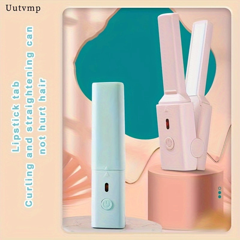 USB-powered mini hair straightener, 2-in-1 straightener and curling iron, portable fringe straightener for dorm rooms, small and exquisite.