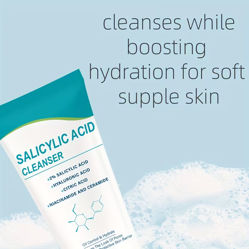 Salicylic Acid Deep Cleansing Facial Cleanser Contains Salicylic Acid, Hyaluronic Acid, Citric Acid, Niacinamide, And Ceramides for Moisturizing, Firming, And Oil Control, Suitable for Deep Cleansing -Prone Skin, Ideal for Both Men And Women