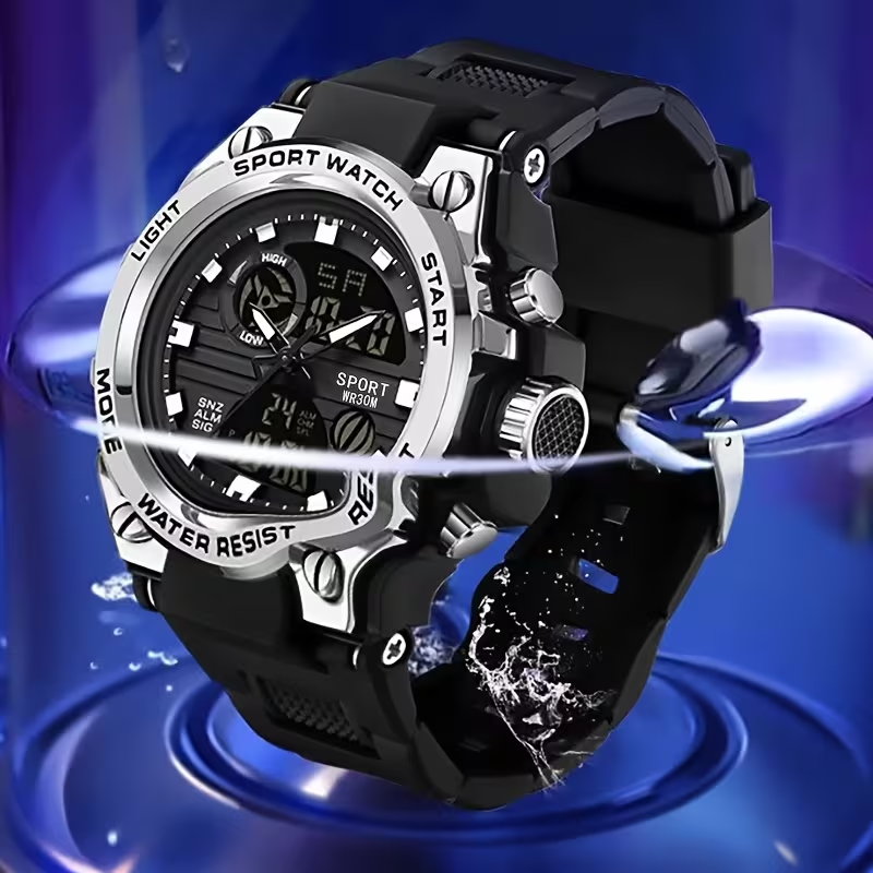 Youth Watch for Men, High-End Sports Trendy Multifunctional Luminous Alarm Clock Electronic Watch, Black Technology, Unisex Wristwatch