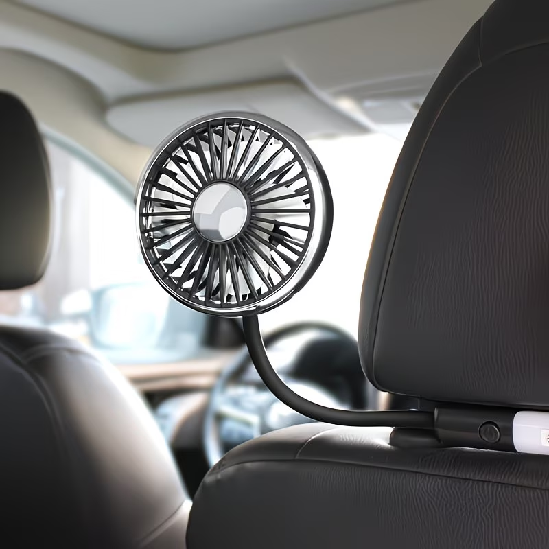 Usb-Powered Cooling Fan for The Back Seat of Your Car, Featuring Two Separate Heads That Can Rotate 360°, Designed for Quiet Ventilation in Sedans, Suvs, Rvs, Trucks, And