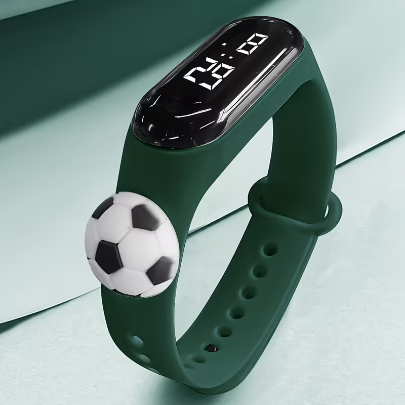 Back to School Electronic Watch for Children, Sports Wristband for Primary And Middle School Students, LED Display, Featuring a Football Pattern for Boys And Girls (ZQM3)