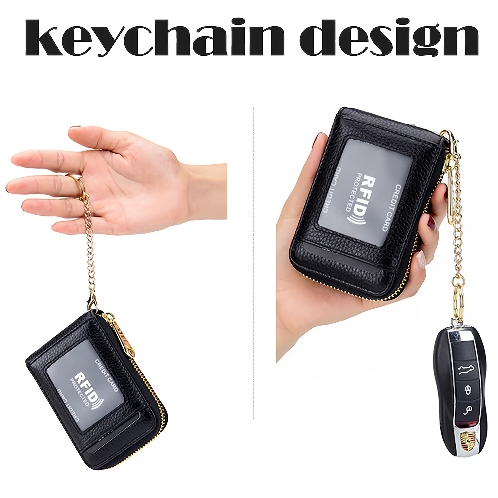 RFID Credit Card Holder, Casual Multi-compartment Wallet, Simple Zip Around Card Case