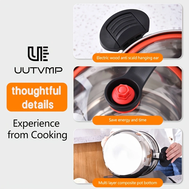 Multifunctional large-capacity stew pot, stainless steel braising pot, stock pot, explosion-proof large-bellied pot