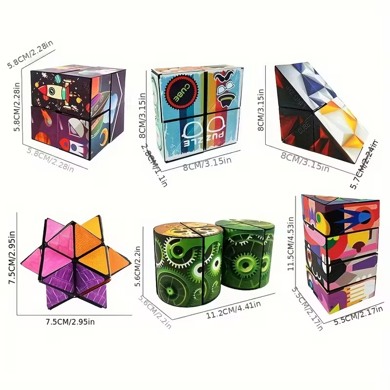 2pcs Infinity Magic Cube - 3D Hexagon Puzzle for Youngsters, Space Geometry Flip Toy, Brain Boost & Relax, Mixed Colors, ABS Material