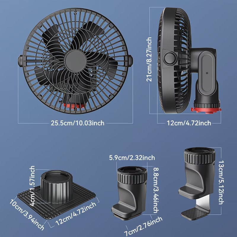 High-power Vehicle Fan, Portable Vehicle-mounted Air Fan with Adjustable Wind Speed, Fast Cooling, Low Noise, Suitable for Cars, Trucks, Vans, Off-road Vehicles, Etc.