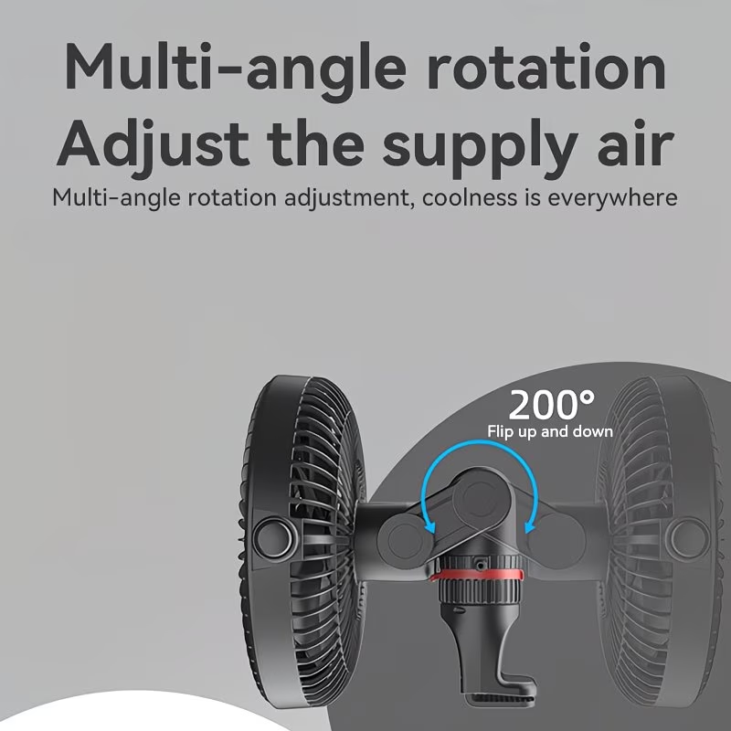 High-power Vehicle Fan, Portable Vehicle-mounted Air Fan with Adjustable Wind Speed, Fast Cooling, Low Noise, Suitable for Cars, Trucks, Vans, Off-road Vehicles, Etc.
