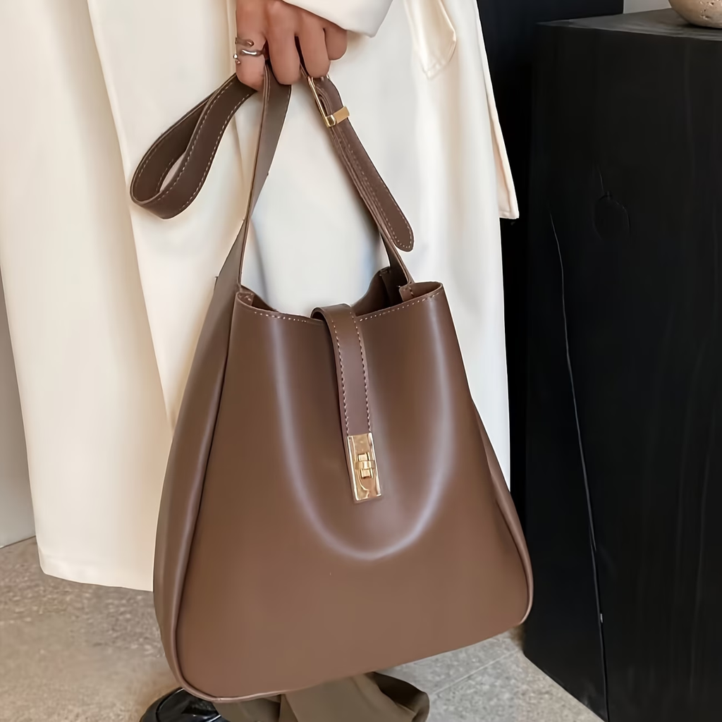 Women's Single-Shoulder Bag, High-End Texture Vintage Large-Capacity Bag, Super Popular and Trendy Versatile Crossbody Bag, Single-Shoulder Bucket Bag