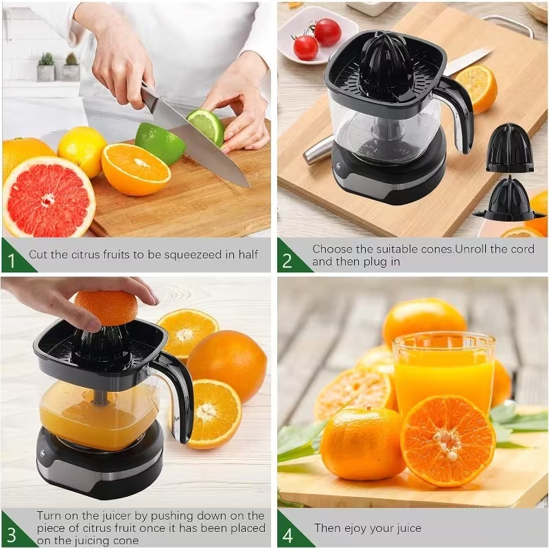 [Effortless Orange Juicer] Stainless Steel, Effortless Orange Juicer | Portable Citrus Press for Orange & Lemon Juice, Easy Clean, Healthy Juicing, Black, 1.2L