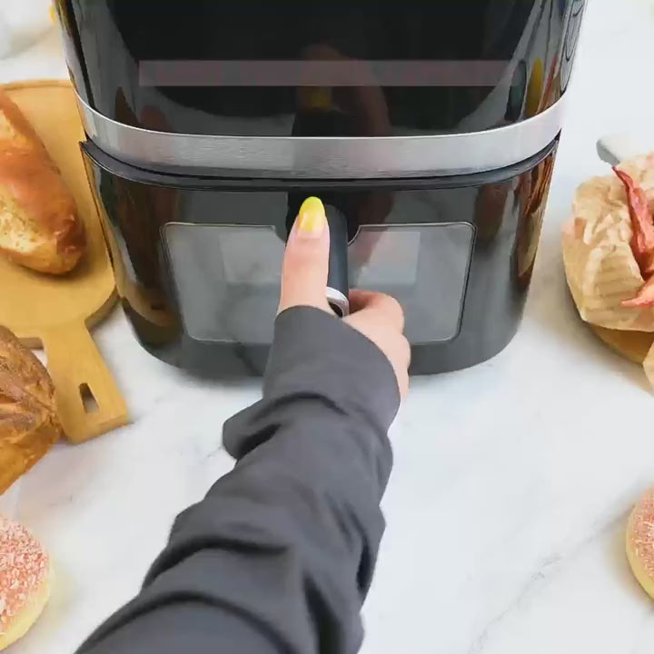 6QT Air Fryer with Multi Function, Visible Window, LED Digital Touchscreen, Warm, Broil, Toast, Bake, Air Fry, Oil-Free, Non-Stick Basket, Easy to Clean, 5QT Large Capacity, Perfect for Countertop, Healthy Cooking