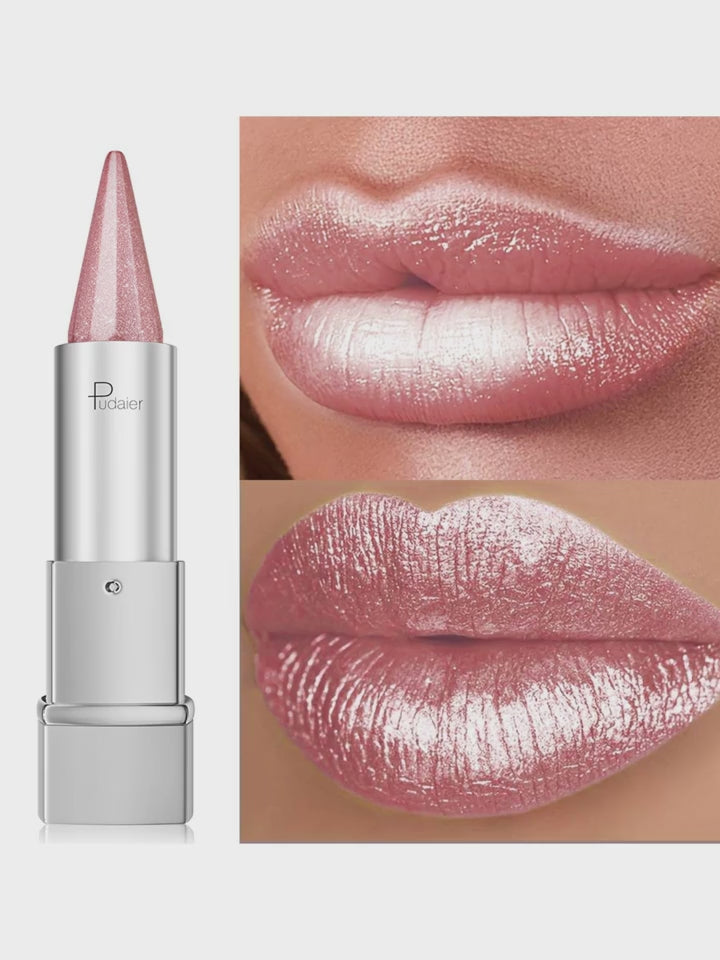 Pudaier Pearlescent, Sparkle, Lipstick for Women, Lightness, Waterproof Long-Lasting Lipstick, 24-Hour Wear, Colorfast, Spring And Summer Elegant Fashion Cosmetics, Portable Travel Makeup