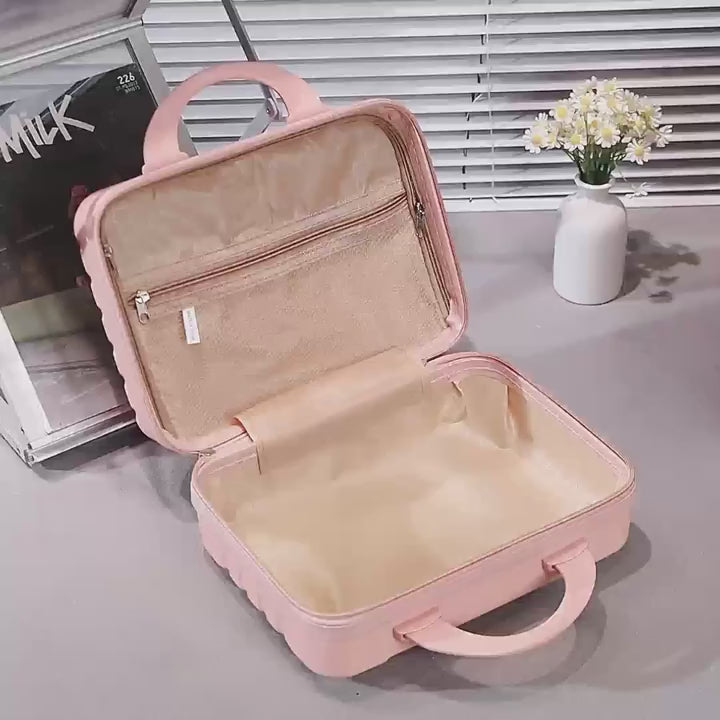 Chic 14-Inch Mini Suitcase Cosmetic Bag - Lightweight, with Zip Closure & Fixed Shoulder Strap - Perfect for Travel, Students, and Gifts