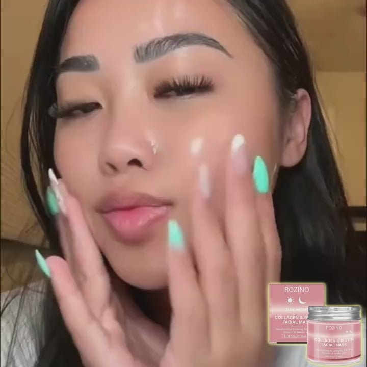 50g Biotin Collagen Day & Night Mask • Hydrates, Keeps Skin Moist and Plump • Firms Skin, Brightens Complexion, Smooths Skin • Makes Skin Look Younger • Suitable for Daily Use and Holiday Gifts • Giving Her a Beautiful Face