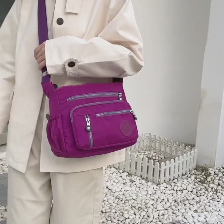 Women's Large Capacity High Quality Nylon Crossbody Bag with Adjustable Strap & Multi-Pocket - Casual Travel Handbag Suitable for Travel,, - Zipper Closure, (Available in Multiple Colors)