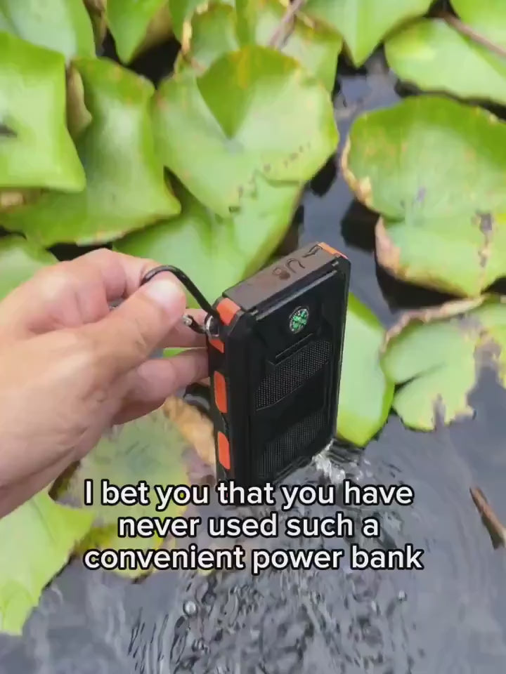 Portable Solar Mobile Phone Charger, Camping External Battery Charger For Mobile Phones, 2 USB/ LED Flashlights With Compass For Outdoor Activities, 20000mAh Portable Solar Power Bank
